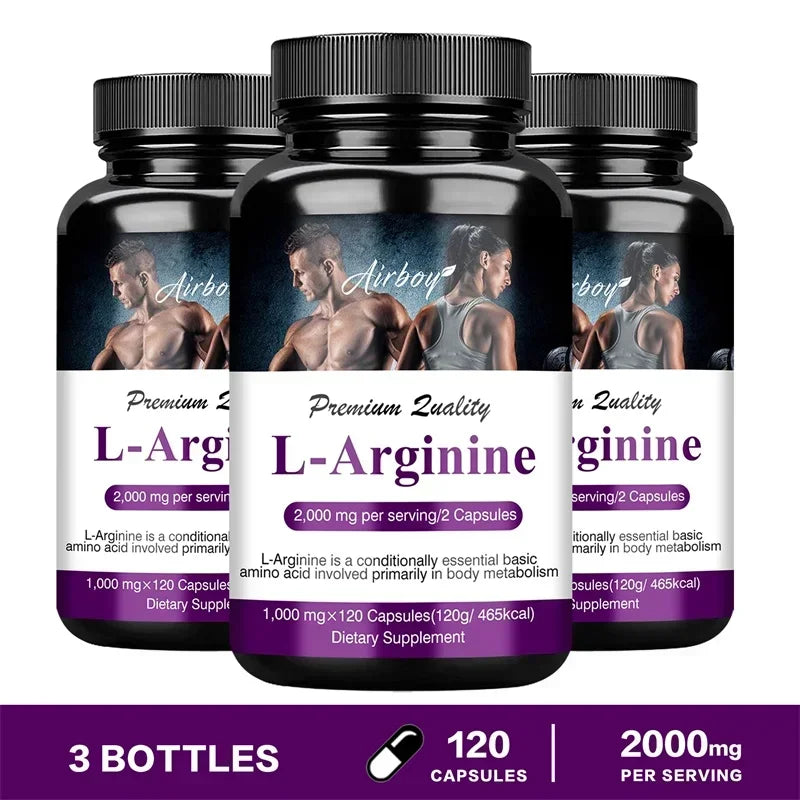 L-Arginine Capsules - Helps Increase Endurance, Protein Synthesis,Promotes Faster Muscle Growth, Abs