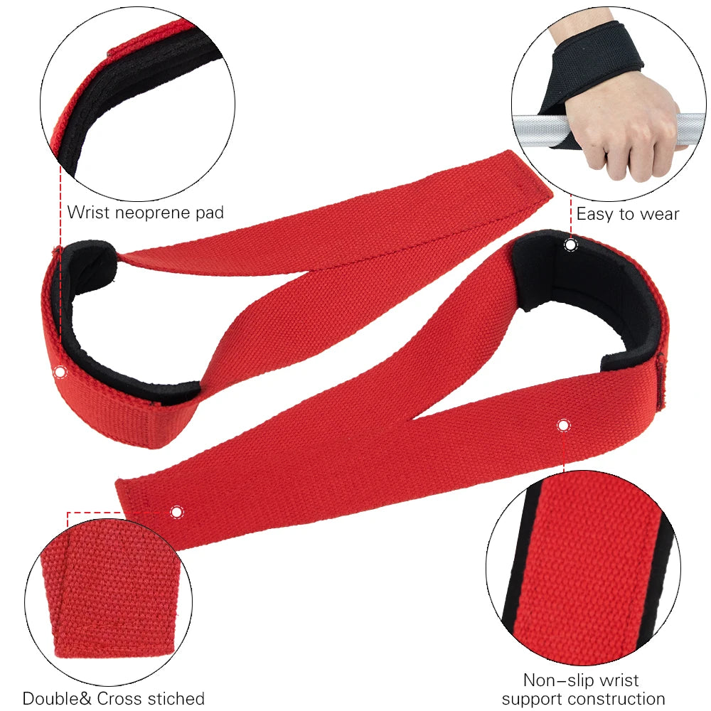 MKAS 1 Pair Gym Lifting Straps Fitness Gloves Anti-slip Hand Wraps Wrist Straps Support For Weight Lifting Powerlifting Training