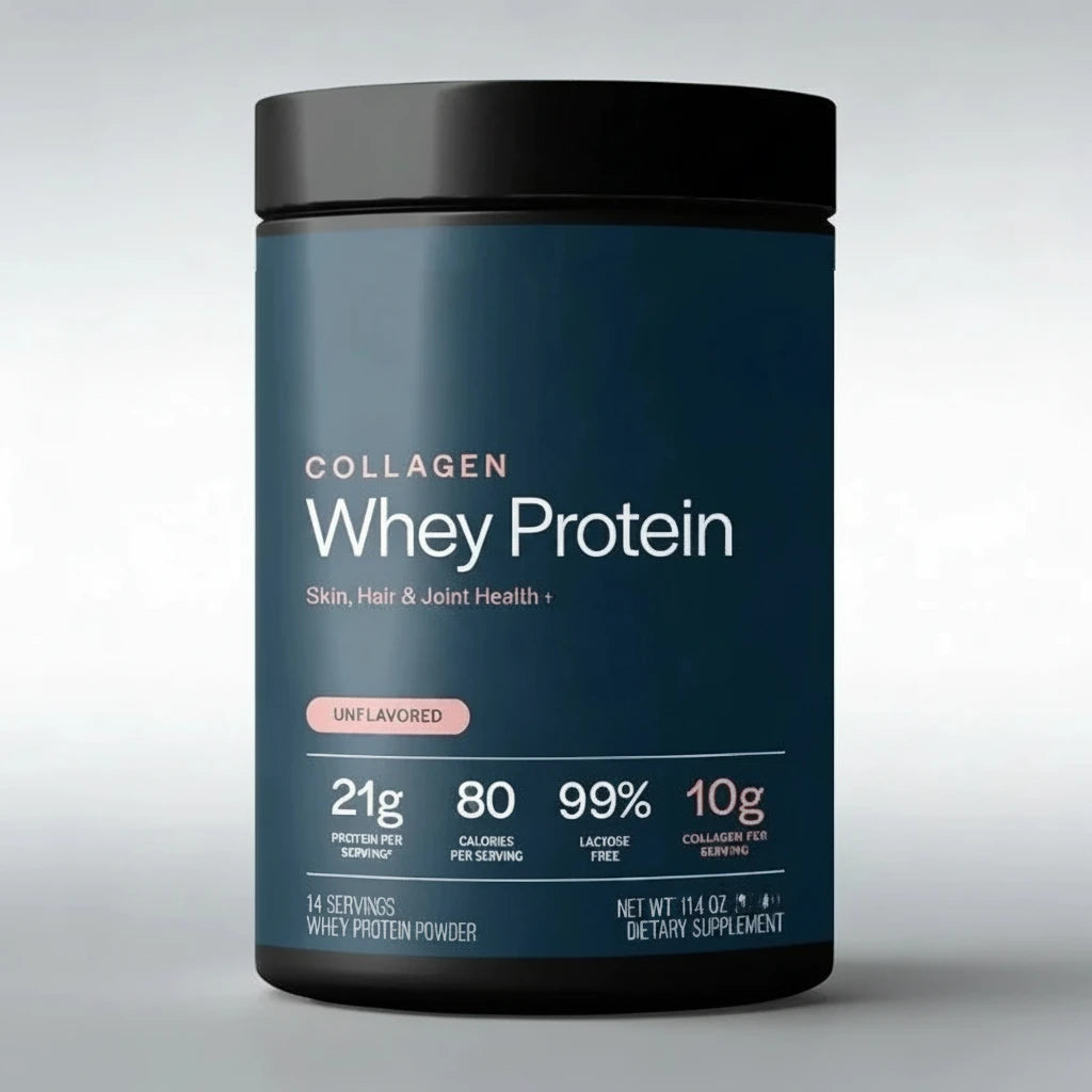 Whey Protein Powder Unflavored Muscle Recovery Joint Health Skin Hydration Grass-Fed Collagen Daily Nutrition Support