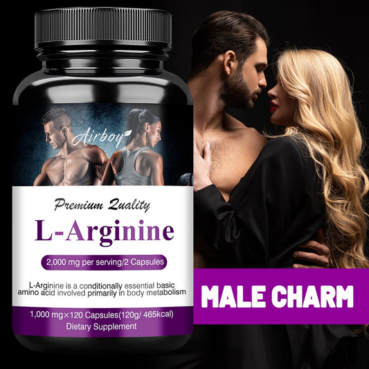 L-Arginine Capsules - Helps Increase Endurance, Protein Synthesis,Promotes Faster Muscle Growth, Abs