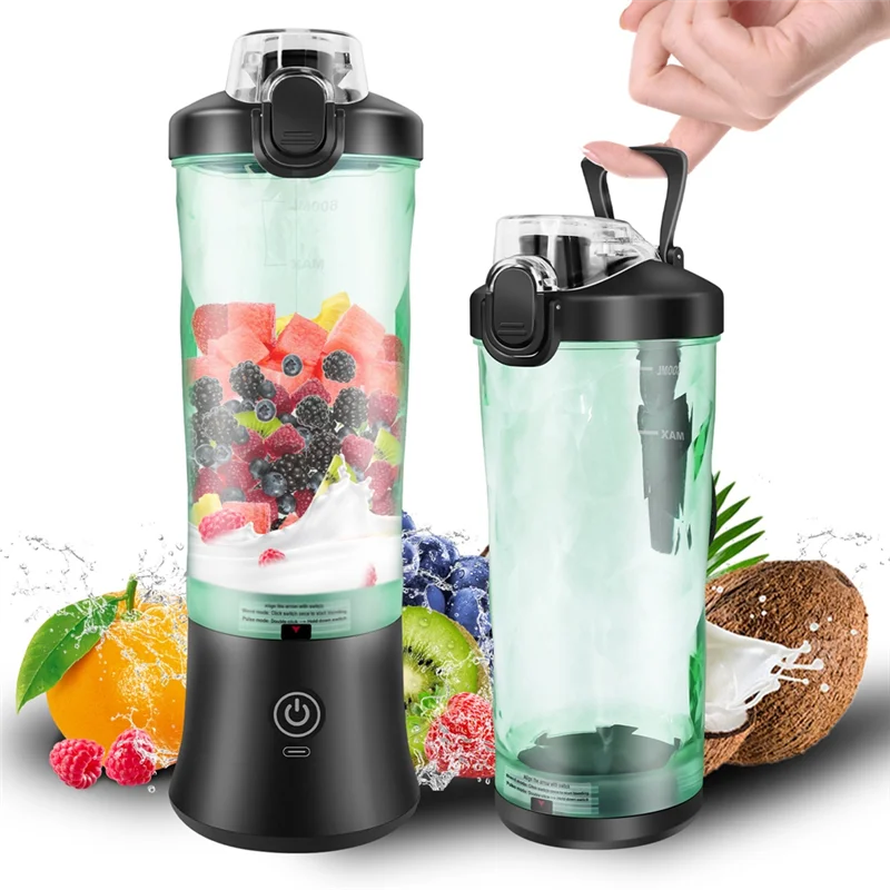 B47B-Fruit Mixer USB Rechargeable 600ML Portable Blender Electric Juicer Mini Personal For Smoothie For Juice Maker