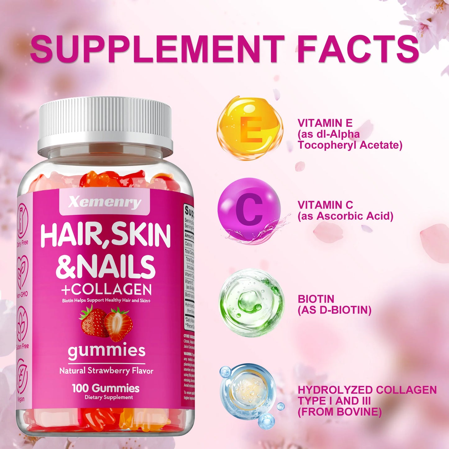 High Potency Biotin Gummies - for Healthy Hair, Skin & Nails, Hair Vitamins for Men & Women | Gluten Free