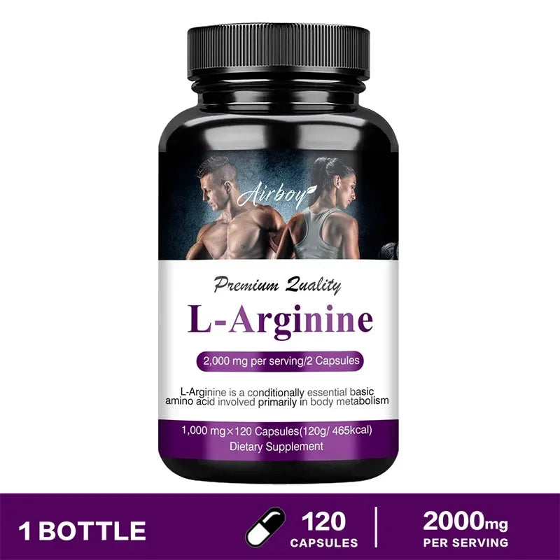 L-Arginine Capsules - Helps Increase Endurance, Protein Synthesis,Promotes Faster Muscle Growth, Abs