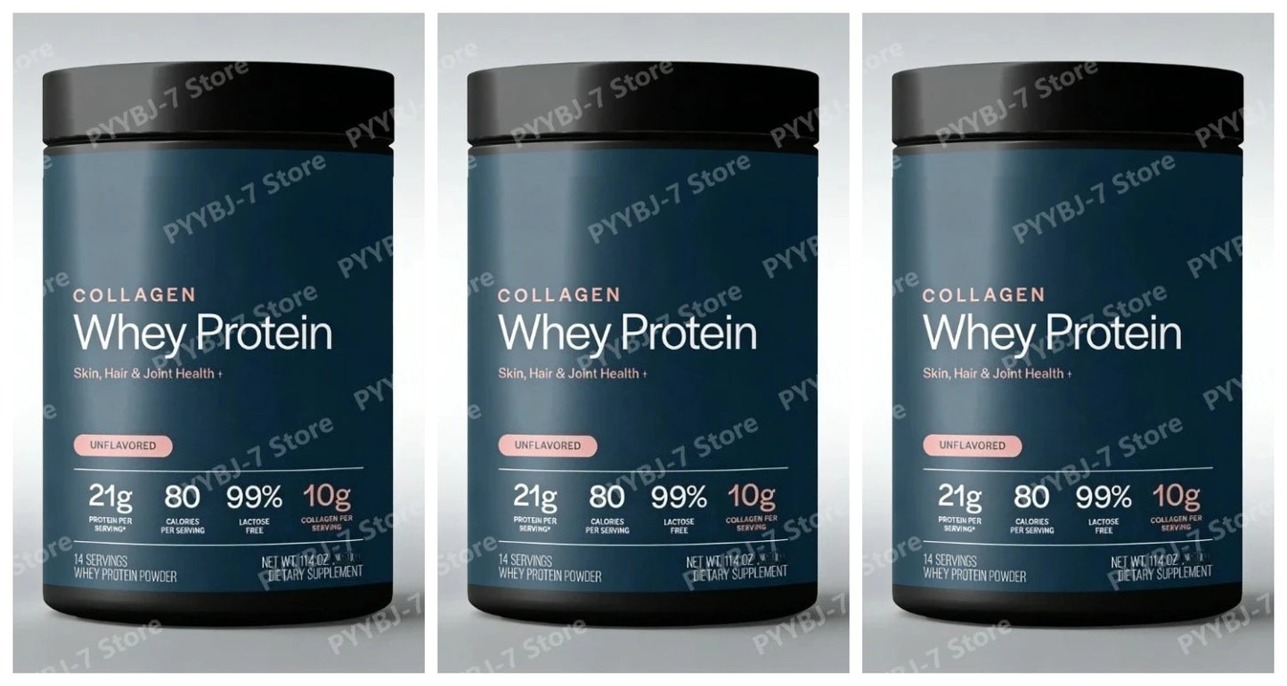 Whey Protein Powder Unflavored Muscle Recovery Joint Health Skin Hydration Grass-Fed Collagen Daily Nutrition Support