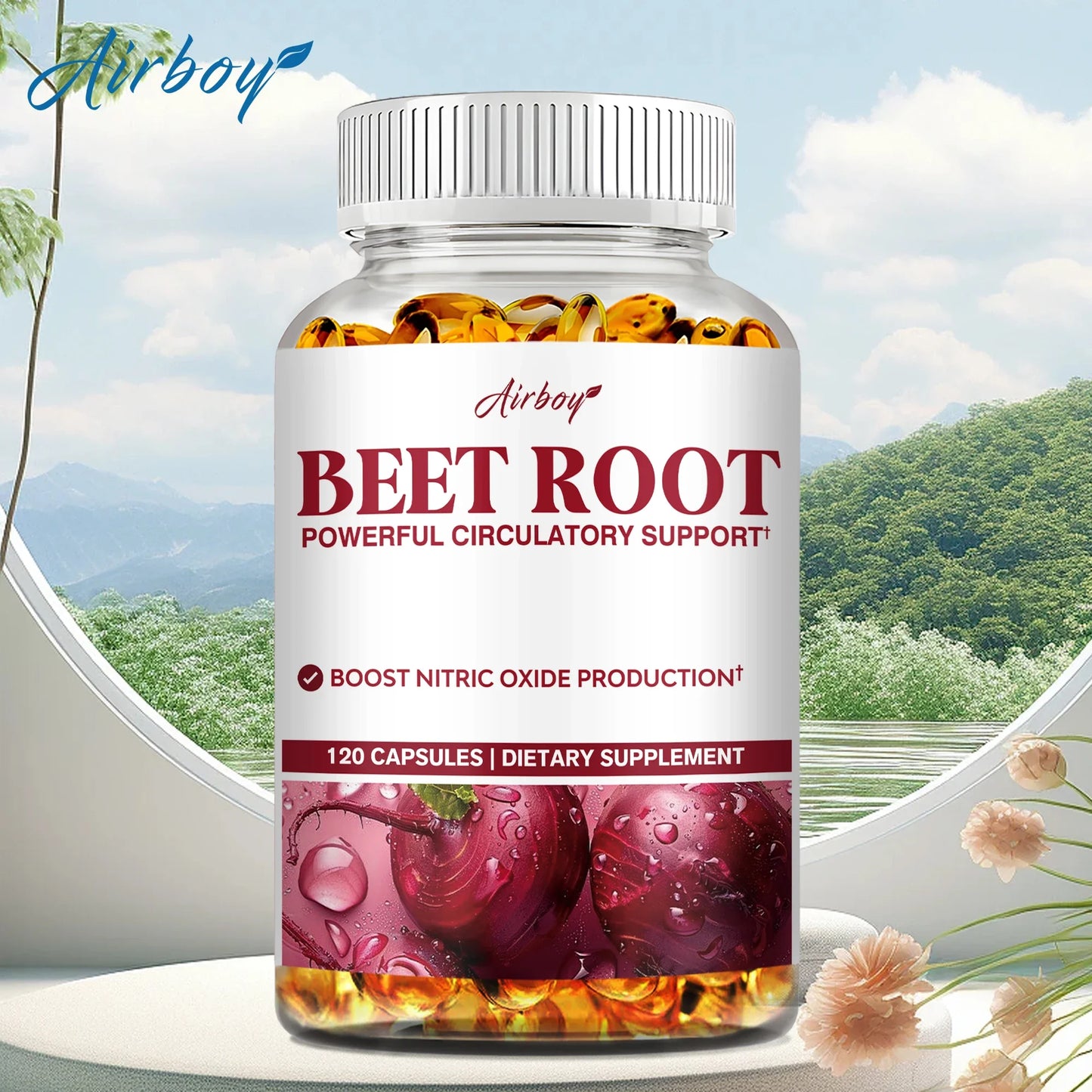 Beet Root Capsules - Blood Pressure Support, Heart Health, Improves Circulation, Blood Flow - 120 Capsules